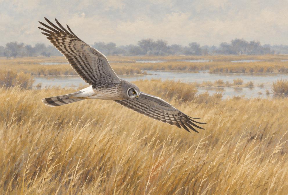 Illustration of a Northern Harrier