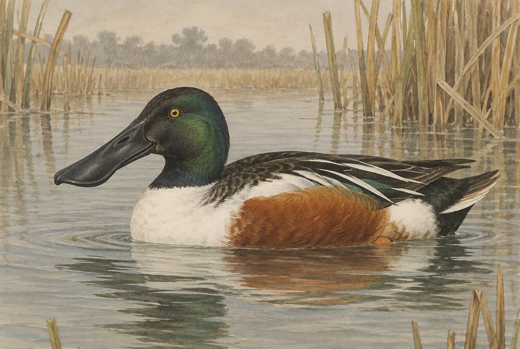 Illustration of a Northern Shoveler
