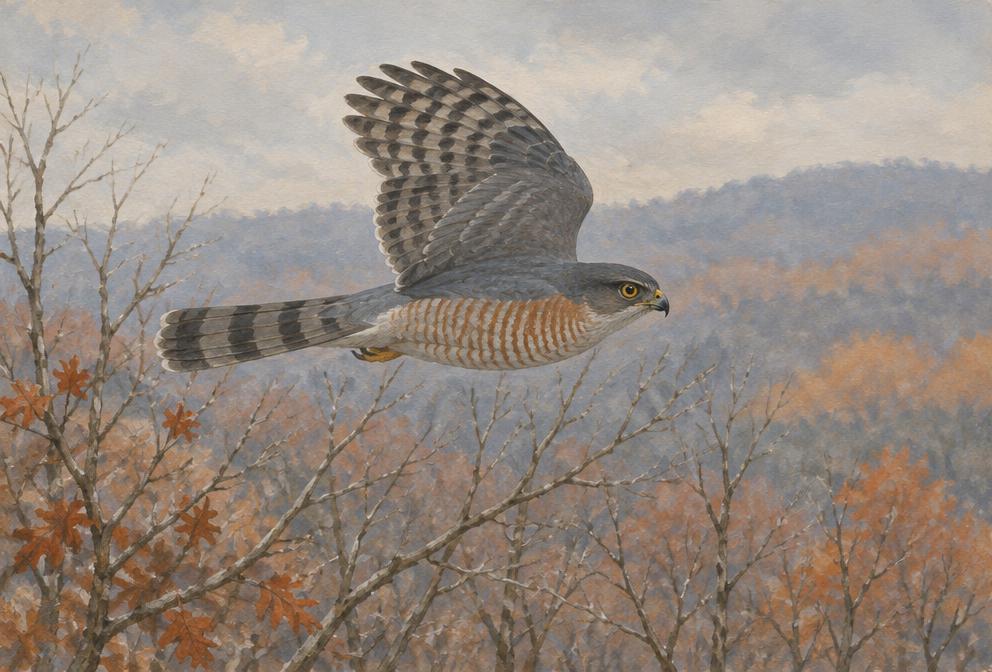 Illustration of a Sharp-shinned Hawk
